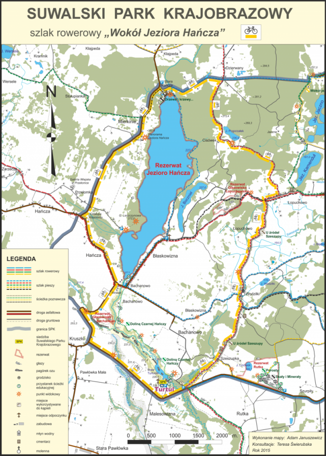 Dookoła Jeziora Hańcza to jedna z czterech tras rowerowych wyznaczonych na obszarze Suwalskiego Parku Krajobrazowego.