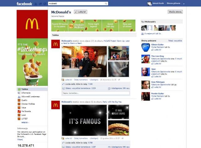 Tak fanpage wygląda w tej chwili