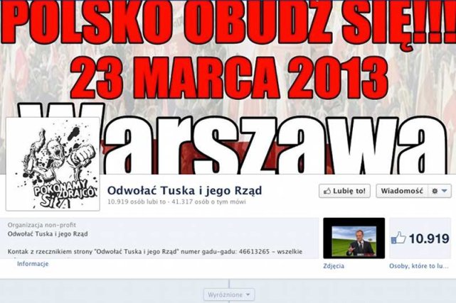 10 tys. os&oacute;b zadeklarowało na Facebooku, że wyjdzie na ulice, by "obalić Tuska"