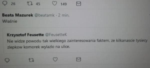 Tego wpisu na profilu Beaty Mazurek już nie ma, ale w internecie nic łatwo nie ginie.