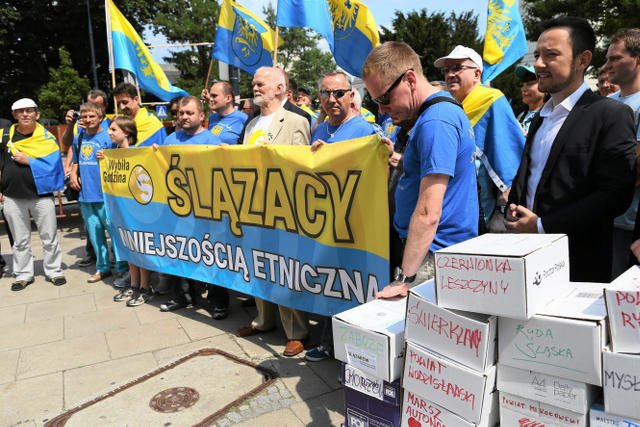 Demonstracja Ruchu Autonomii Śląska w 2014 roku.