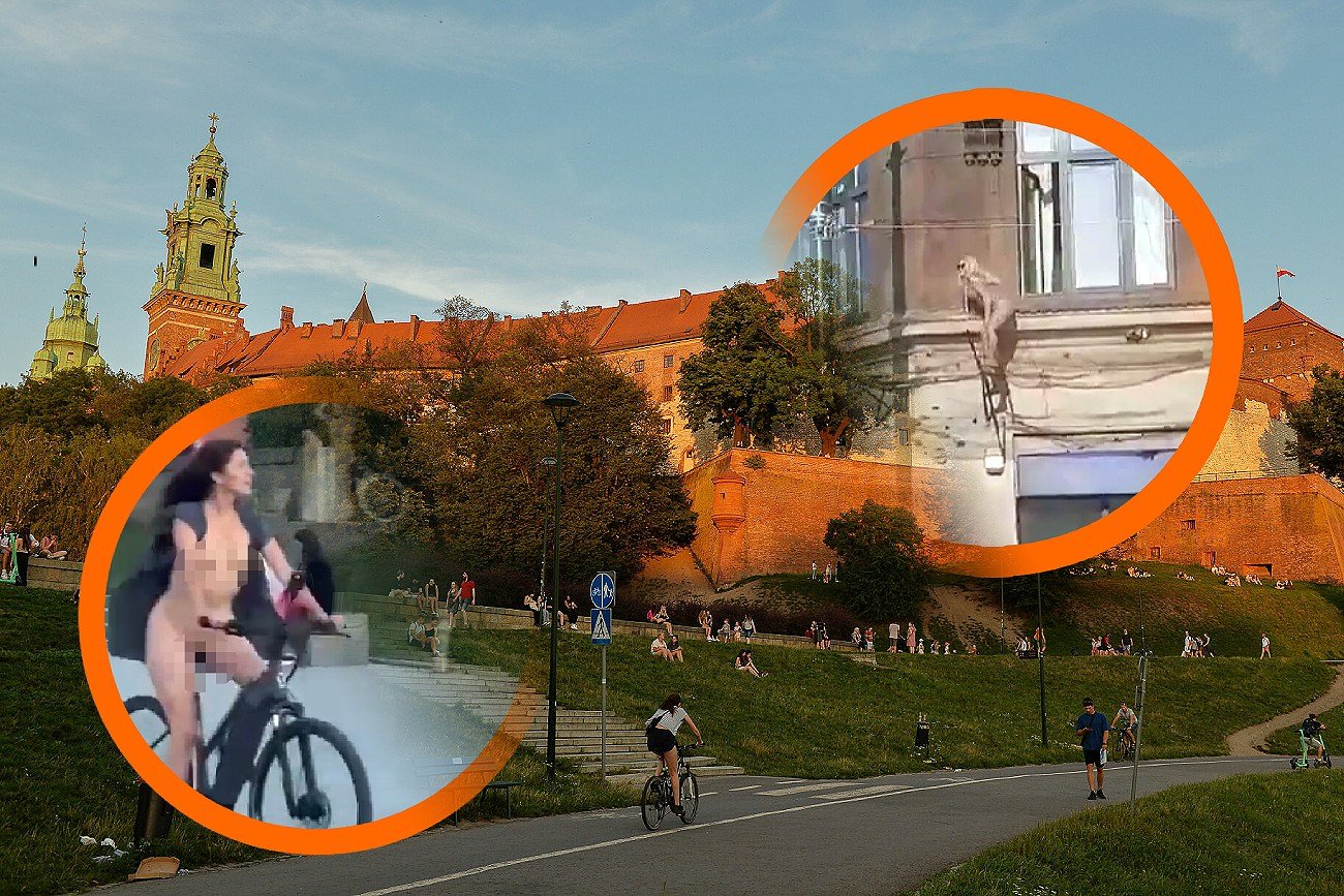 Kraków. Kobiety nago w miejscu publicznym.