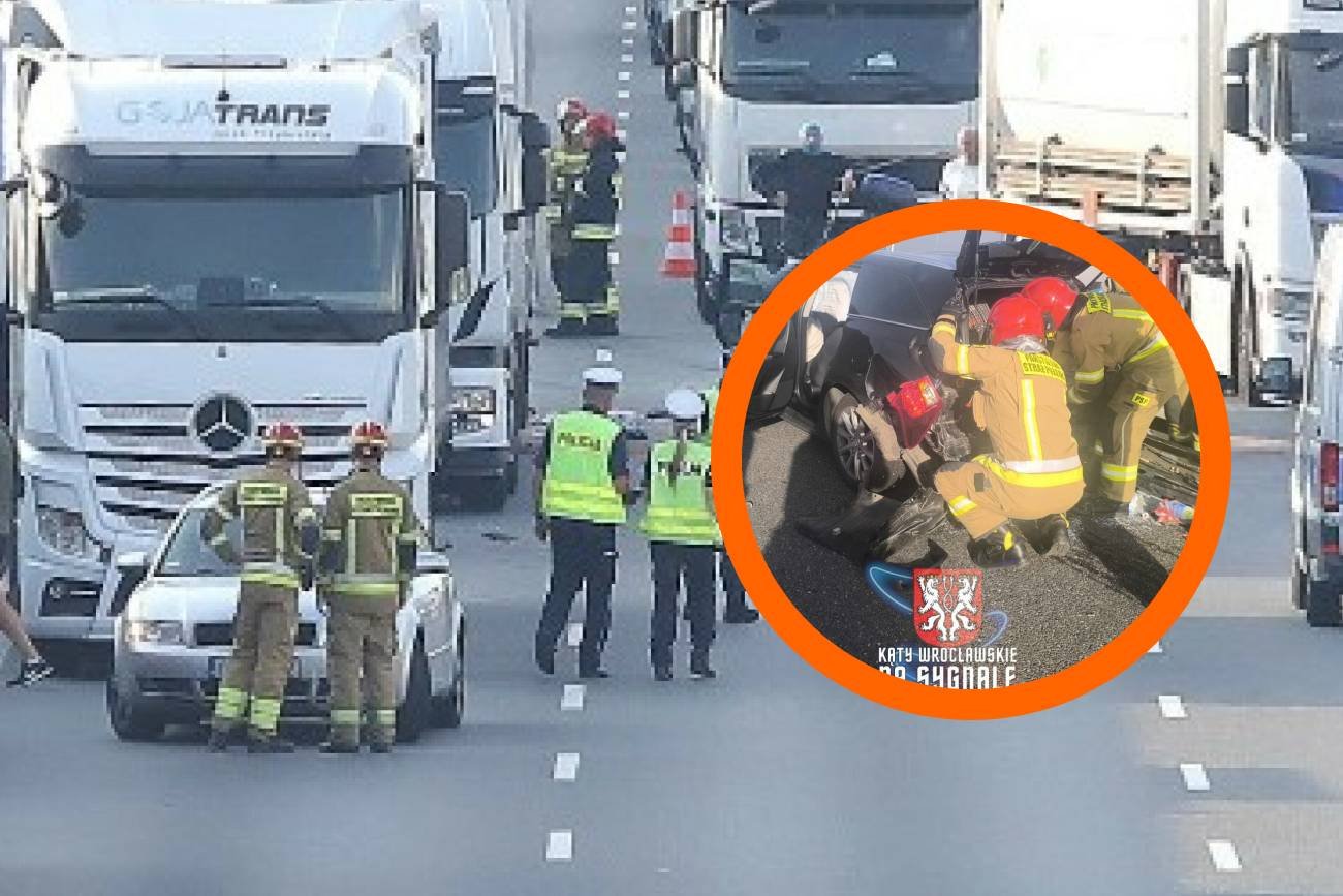 Karambol pod Wrocławiem. Paraliż komunikacyjny.