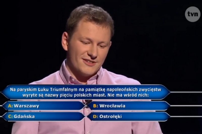 W "Milionerach" padło pytanie dot. paryskiego Łuku Triumfalnego.