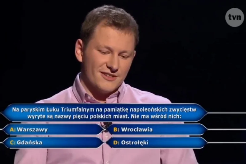 W "Milionerach" padło pytanie dot. paryskiego Łuku Triumfalnego.