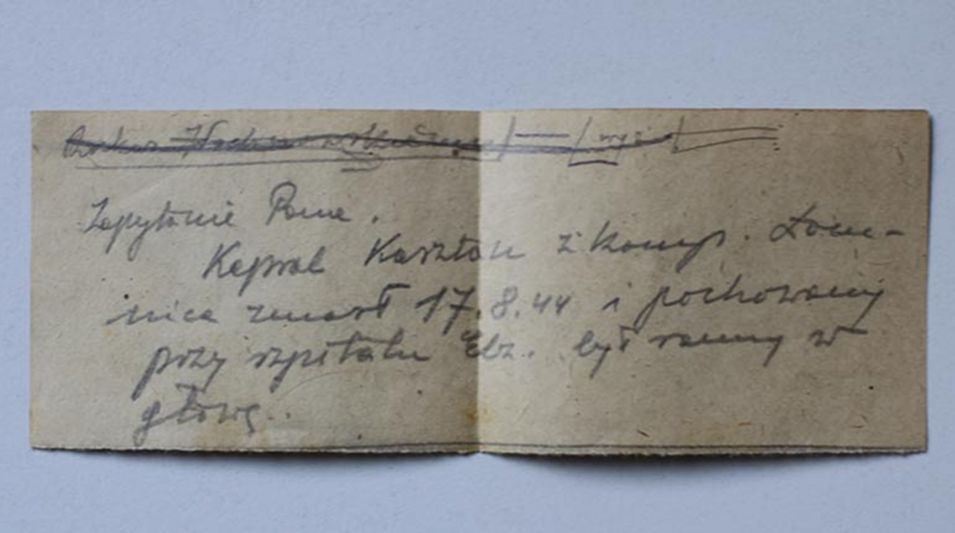 Meldunek informujący Grzegorza, że jego syn zmarł w wyniku odniesionych ran