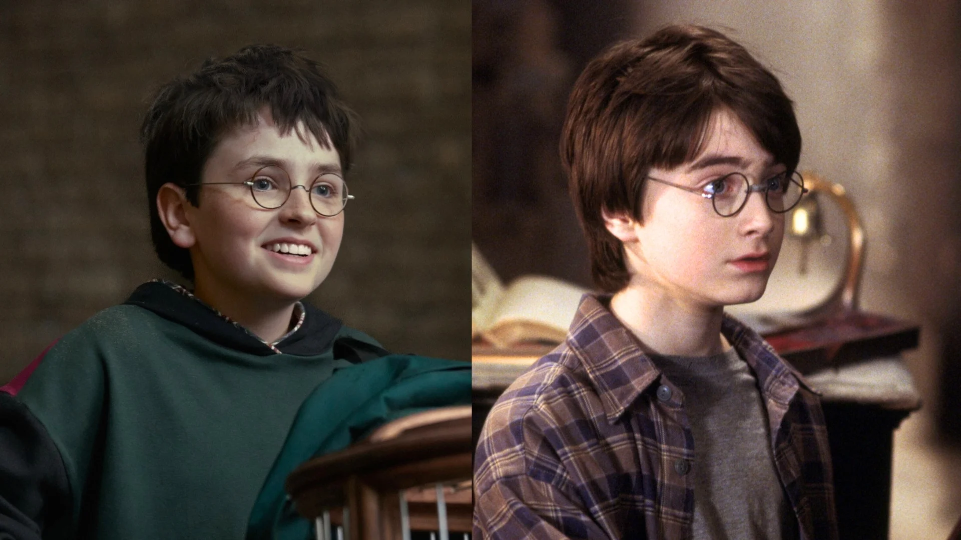 Dominic McLaughlin w serialu "Harry Potter" i Daniel Radcliffe w filmie "Harry Potter i Kamień Filozoficzny"