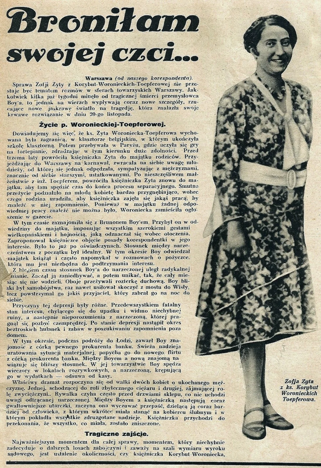 Zyta Woroniecka, bohaterka artykułu na łamach "Tajnego Detektywa".
