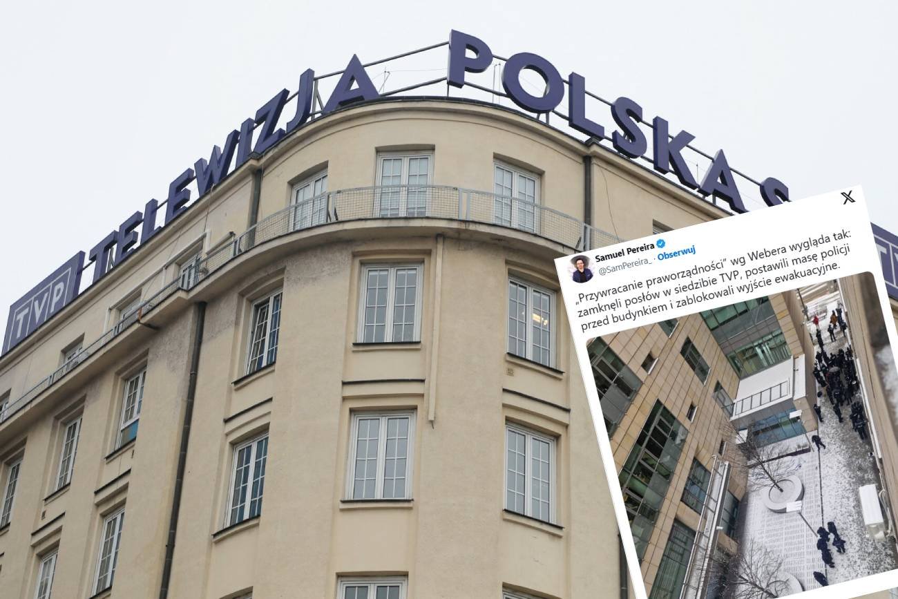 Szarpanina pod TVP. Policja nie wpuszcza do środka polityków PiS