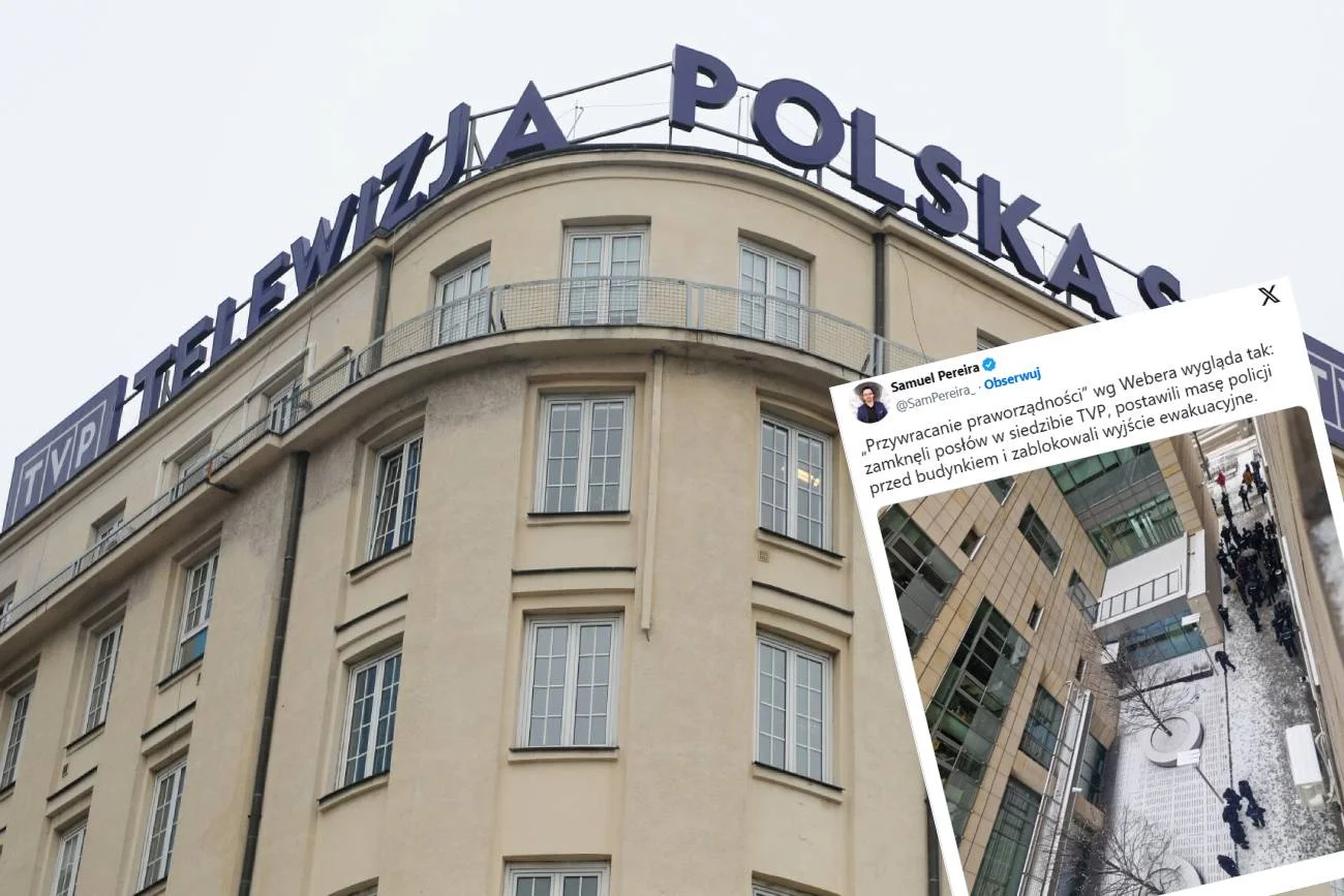 Szarpanina pod TVP. Policja nie wpuszcza do środka polityków PiS