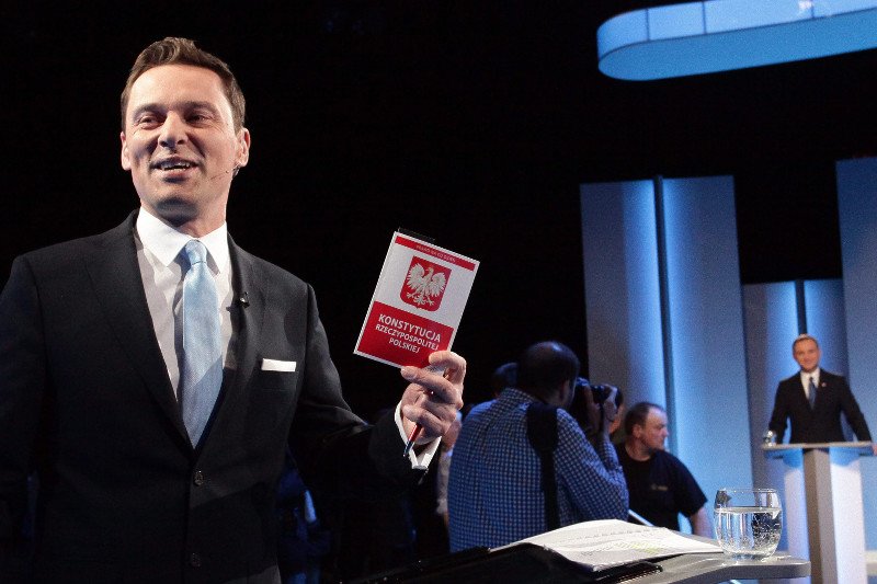 Krzysztof Ziemiec podczas debaty 10 kandydatów na urząd prezydenta RP.