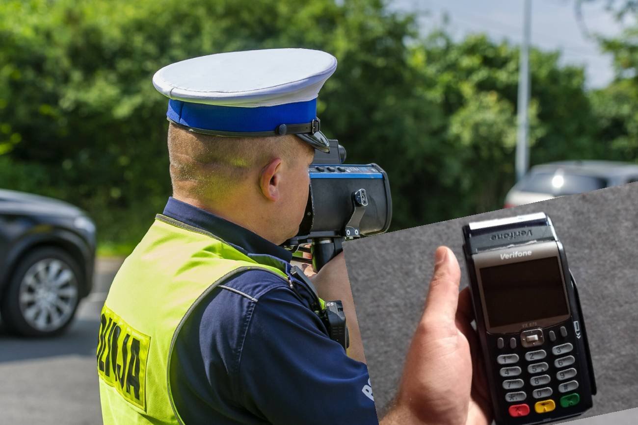 Policjanci z drogówki wypisali mandat i zostawili terminal. Zdjęcie