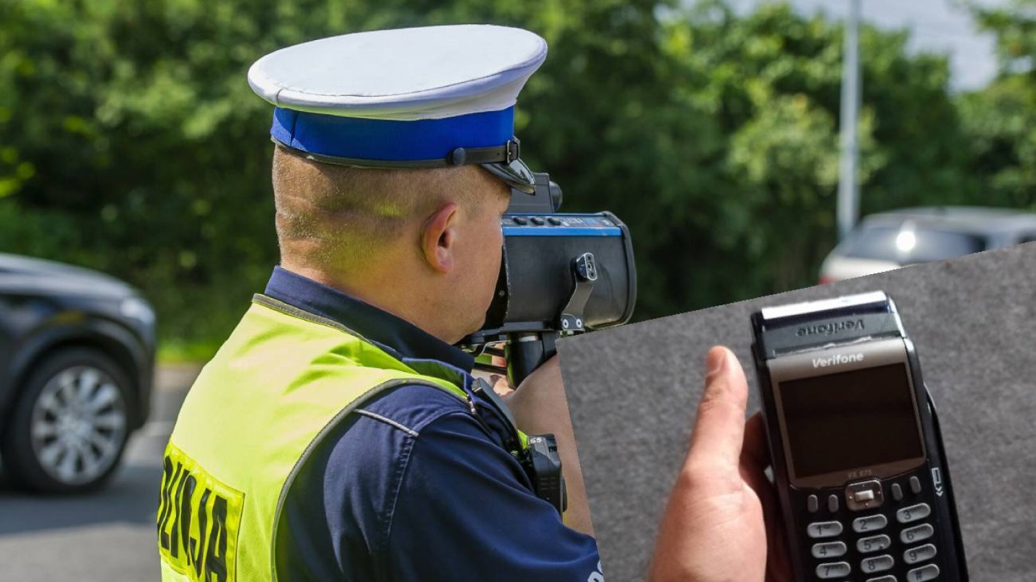 Policjanci z drogówki wypisali mandat i zostawili terminal. Zdjęcie