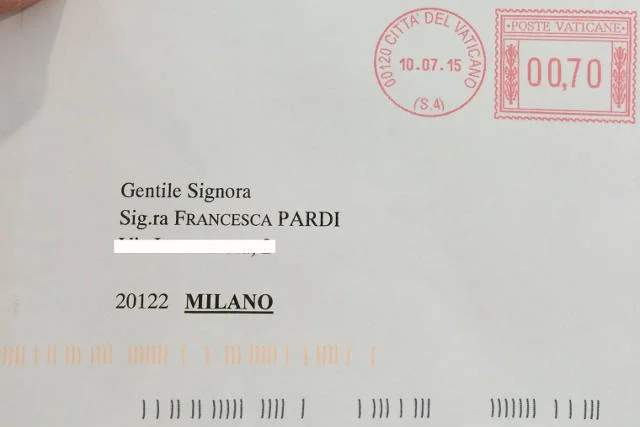 List z sekretariatu papieskiego.