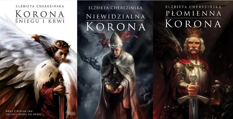 Przed premierą "Wojennej korony" seria "Odrodzone królestwo" liczyła trzy tomy: "Korona śniegu i krwi", "Niewidzialna korona" i "Płomienna korona"