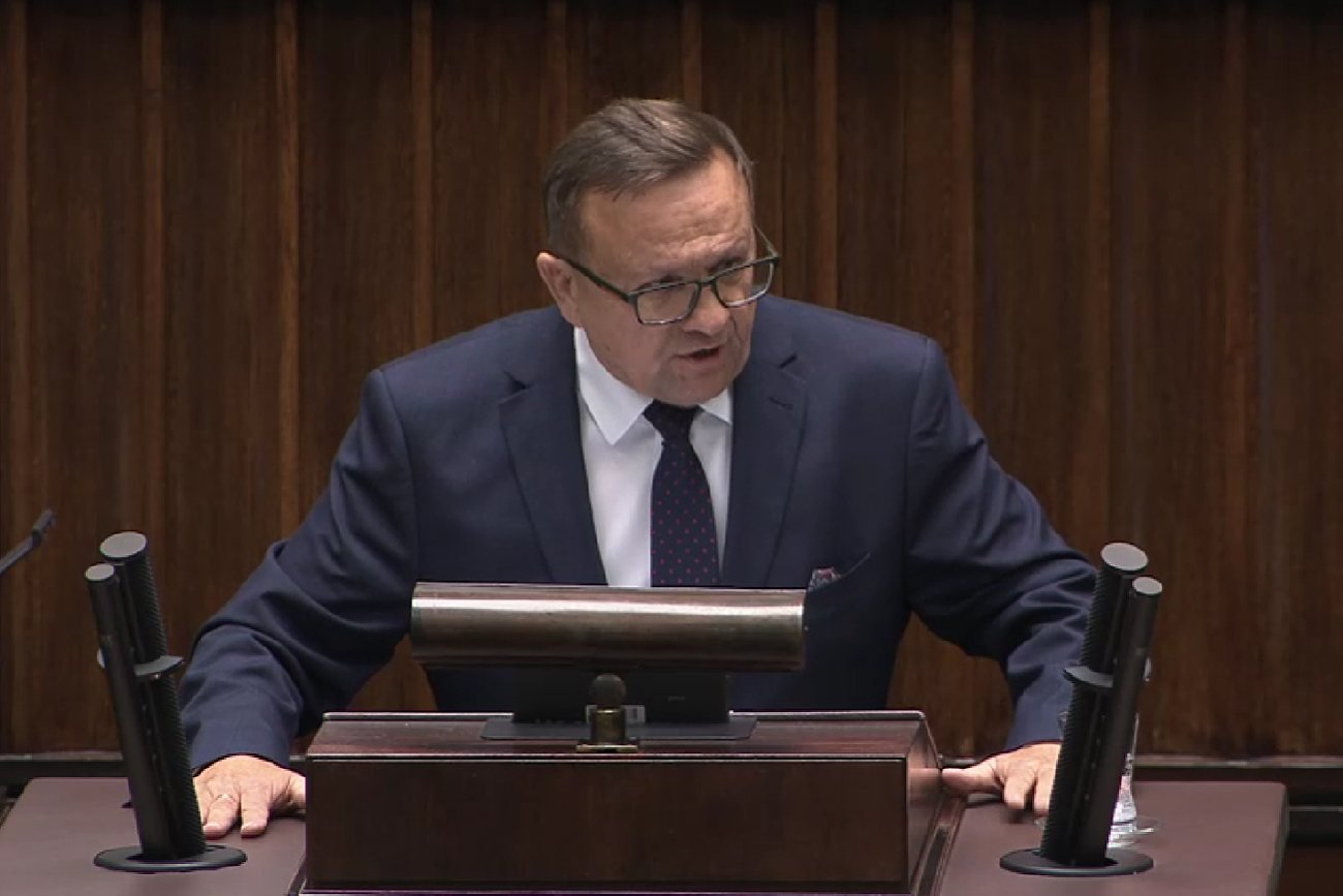 Poseł PiS Marek Matuszewski w Sejmie.