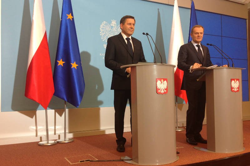 Janusz Piechociński i Donald Tusk w KPRM