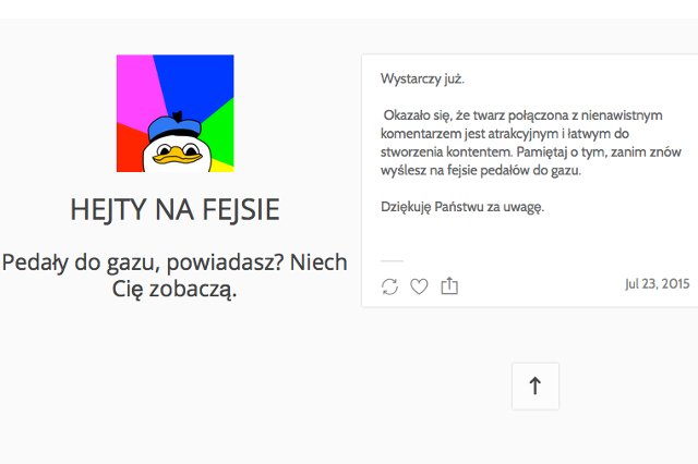 Memy przedstawiające hejterów zostały zastąpione krótkim ostrzeżeniem