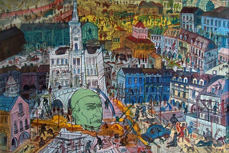 Pierwsza praca Borowika, znaleziona na śmietniku.
Edward Dwurnik
Town Hall in Zamość, 1974
oil on canvas, 130x89 cm