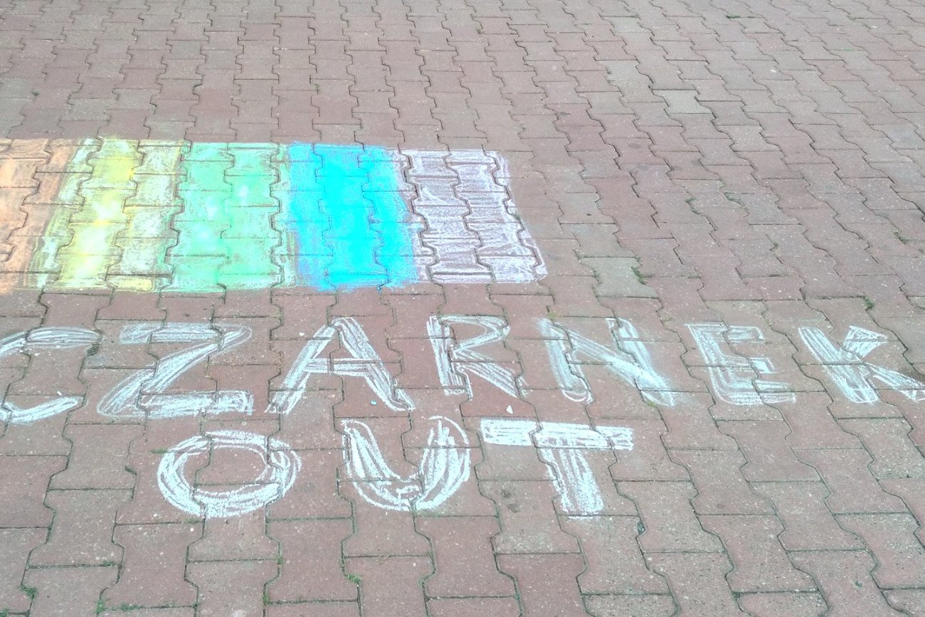 Tęcza przed siedzibą TVP w Lublinie.