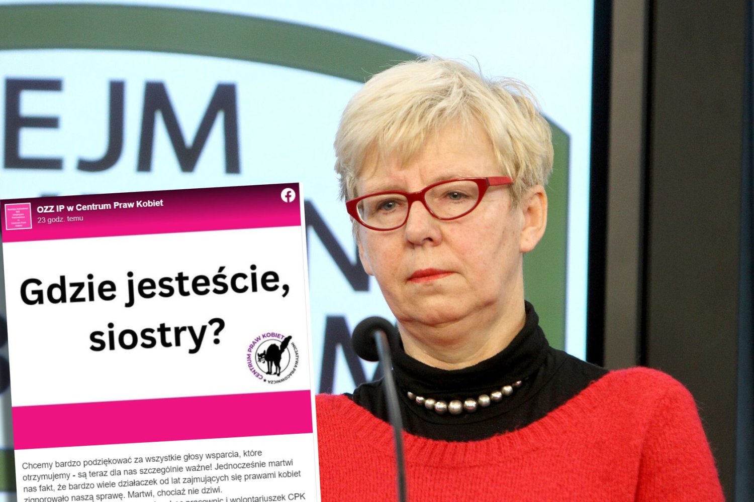 Na zdjęciu: Urszula Nowakowska oskarżana o pracownice Centrum Praw Kobiet o mobbing