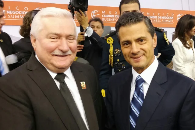 Lech Wałęsa i prezydent Meksyku Enrique Peña Nieto