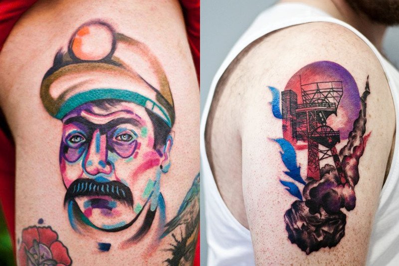 Szyb kopalniany zamiast tribala, górnik w miejscu kotwicy. Kult kopalniany żyje w młodych Ślązakach