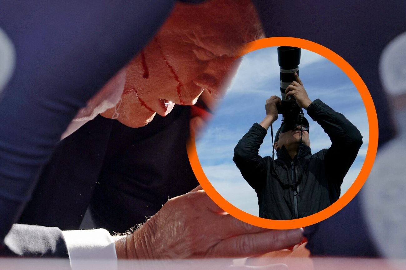 Znany fotograf uchwycił na zdjęciu kulę lecącą w stronę głowy Trumpa