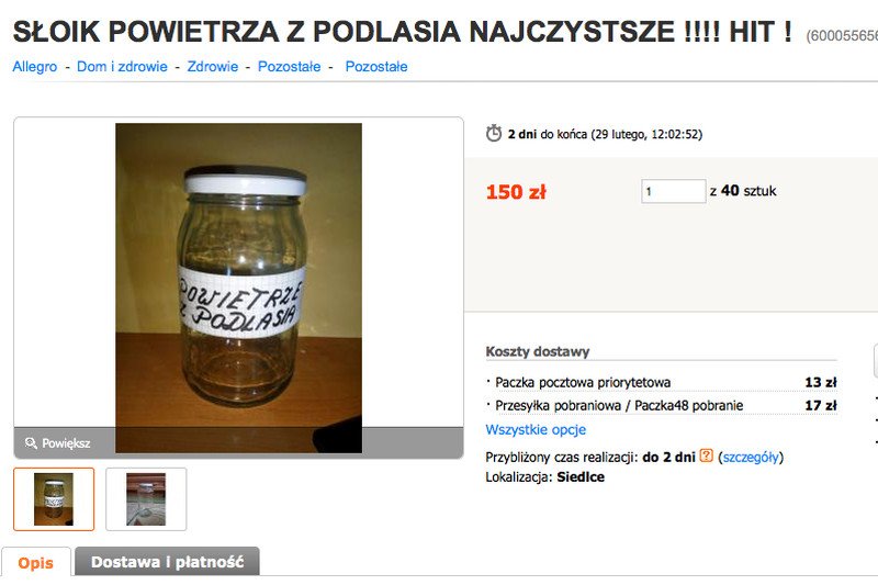 Słoik z powietrzem z Podlasia.