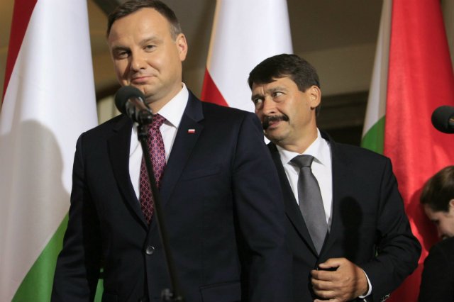 Andrzej Duda i prezydent Węgier Janos Ader.
