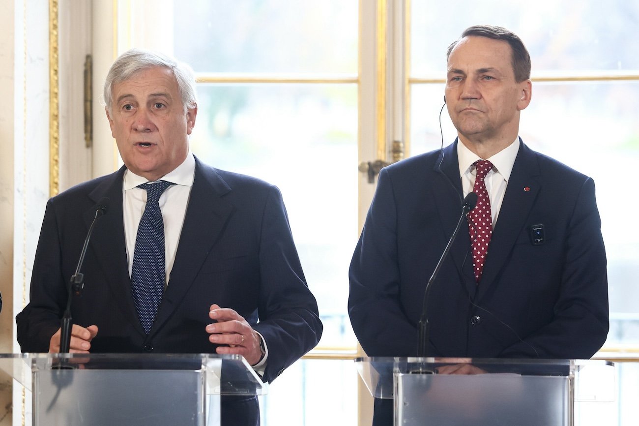 Antonio Tajani i Radosław Sikorski w Warszawie podczas spotkania Wielkiej Piątki