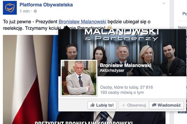 Komorowski ogłasza o reelekcję, PO cieszy się z decyzji "Bronisława Malanowskiego".