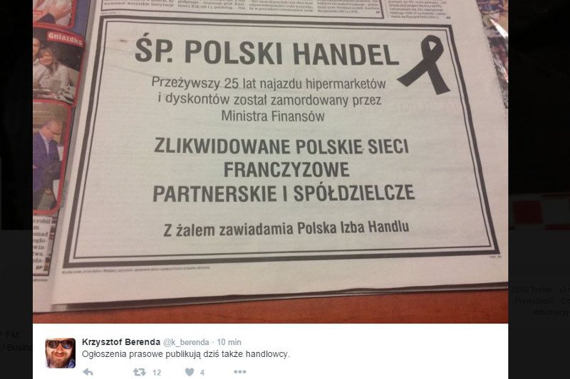Przedsiębiorcy ogłosili śmierć polskiego handlu.