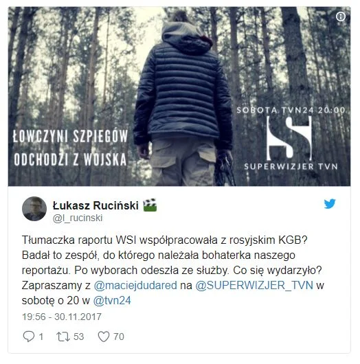 W sobotnim materiale "Superwizjera" (TVN24) widzowie poznają historię major Magdaleny E., która wchodziła w skład zespołu badającego powiązania tłumaczki raportu Macierewicza z KGB.
