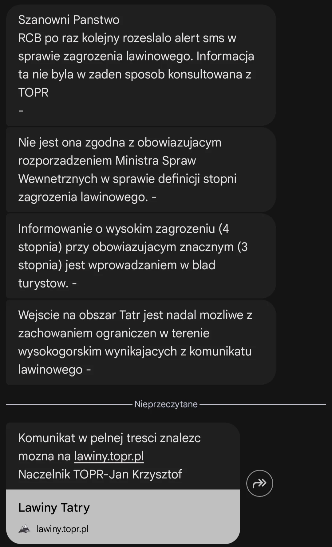 Burza o nowy alert RCB ws. lawin w Tatrach. TOPR-owcy aż się zagotowali