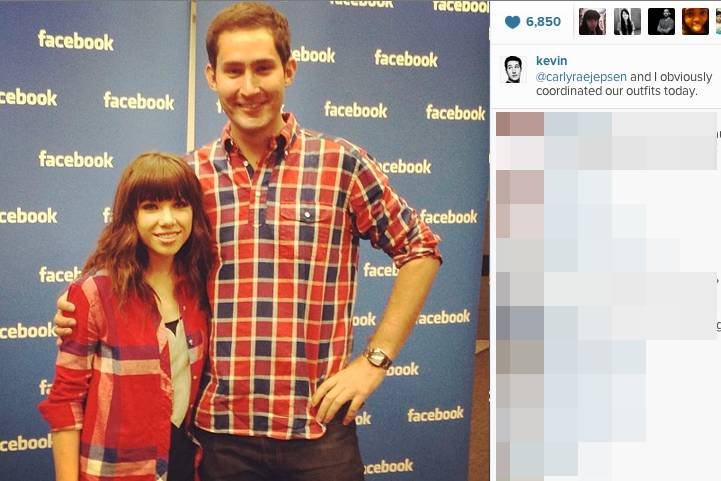 Kevin Systrom i piosenkarka Carly Rae Jepson w siedzibie Facebooka