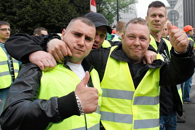 Górnicy protestujący w Katowicach, kwiecień 2014 roku