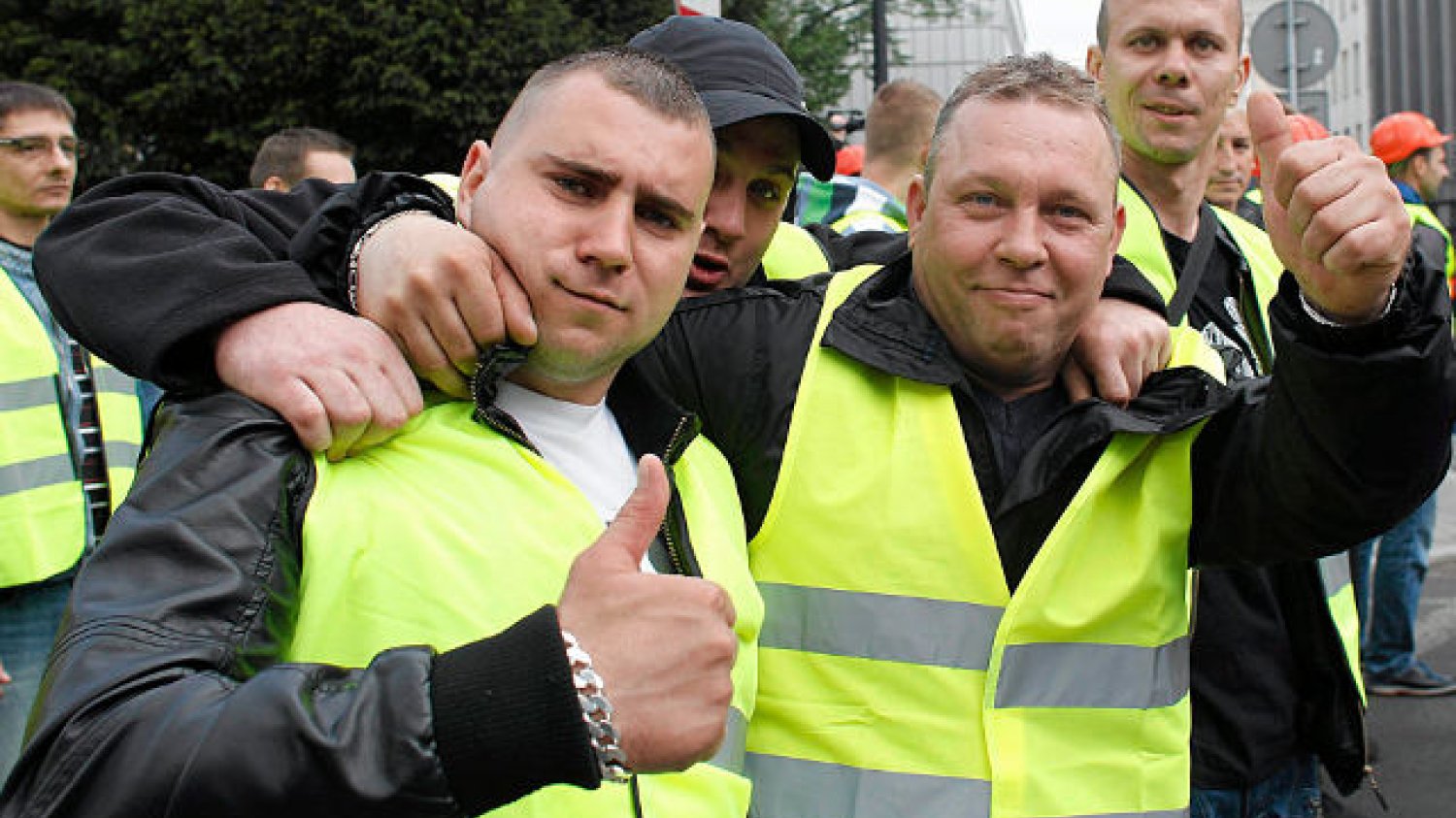 Górnicy protestujący w Katowicach, kwiecień 2014 roku