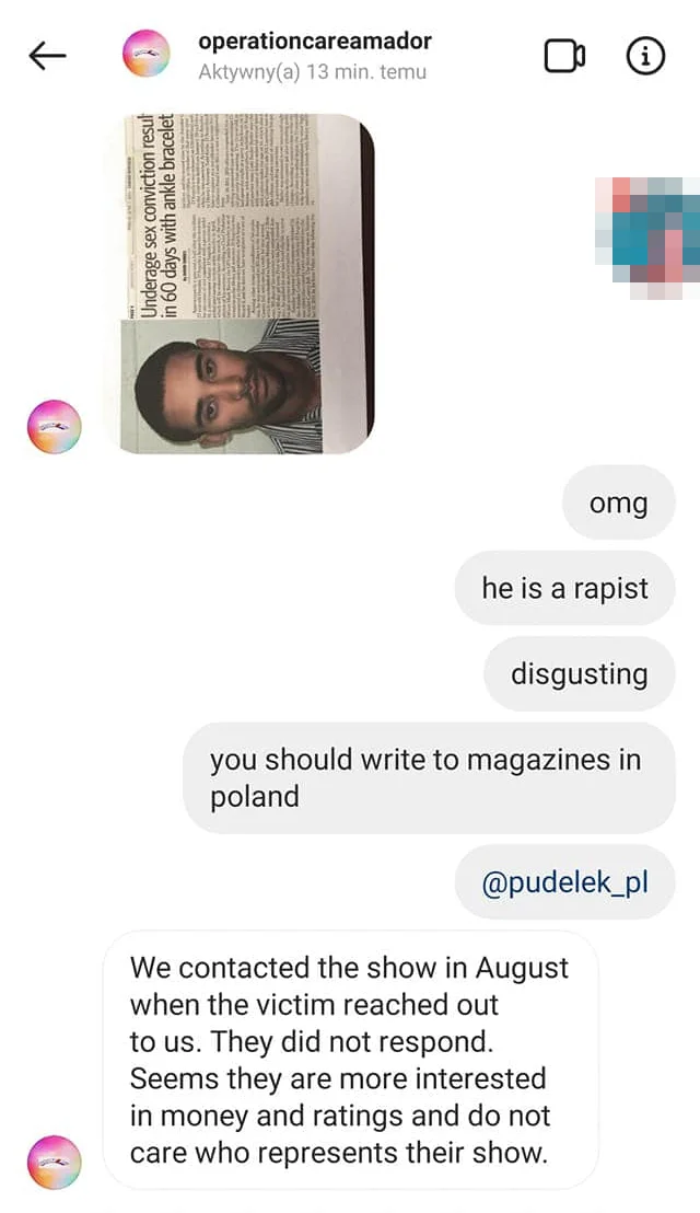 Organizacja przyznaje, że "Top Model" nie odpowiedziało na ich mail