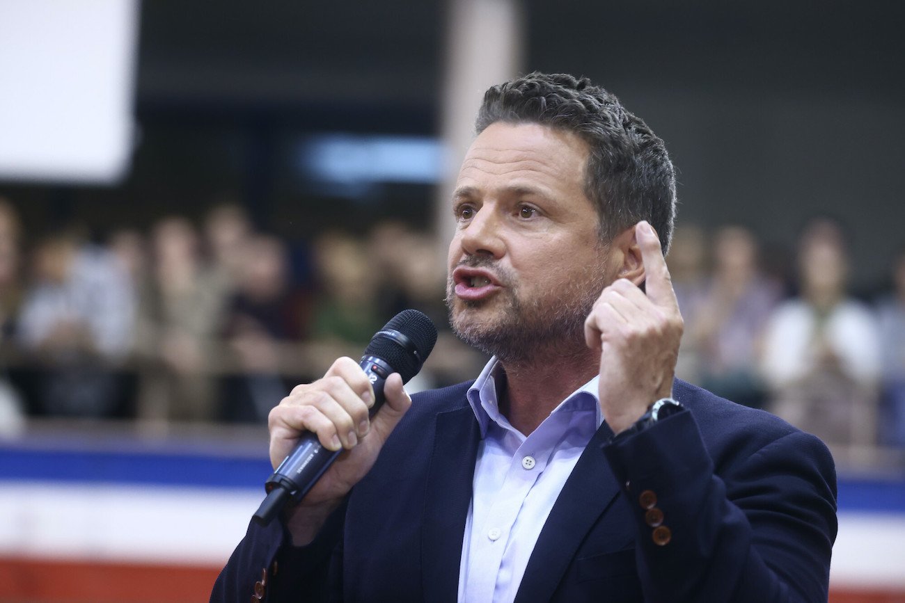 Rafał Trzaskowski przemawiał w Krakowie.