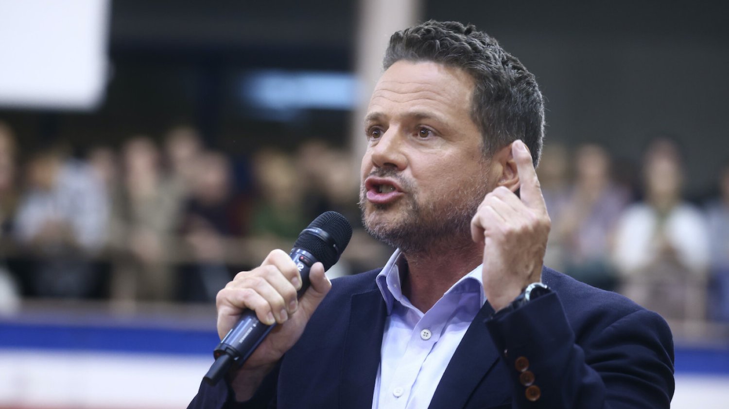 Rafał Trzaskowski przemawiał w Krakowie.