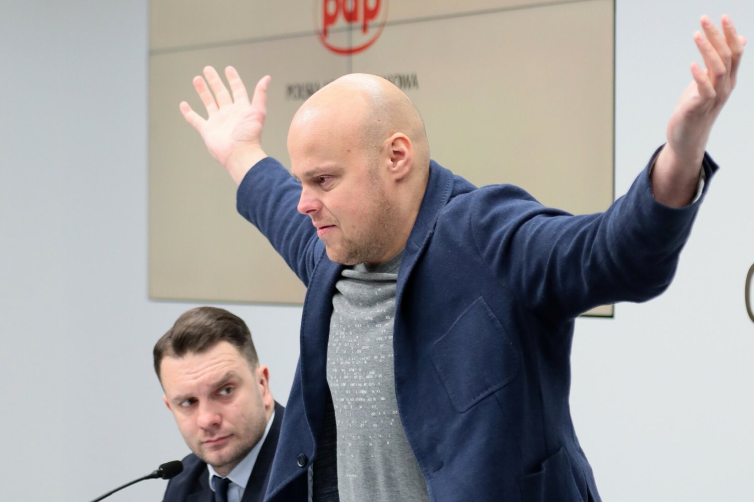 Na konferencji Łukasza Mejzy wystąpił Tomasz Guzowski.