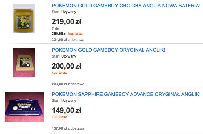 Pokemony to jedne z najdroższych gier na Game Boya.