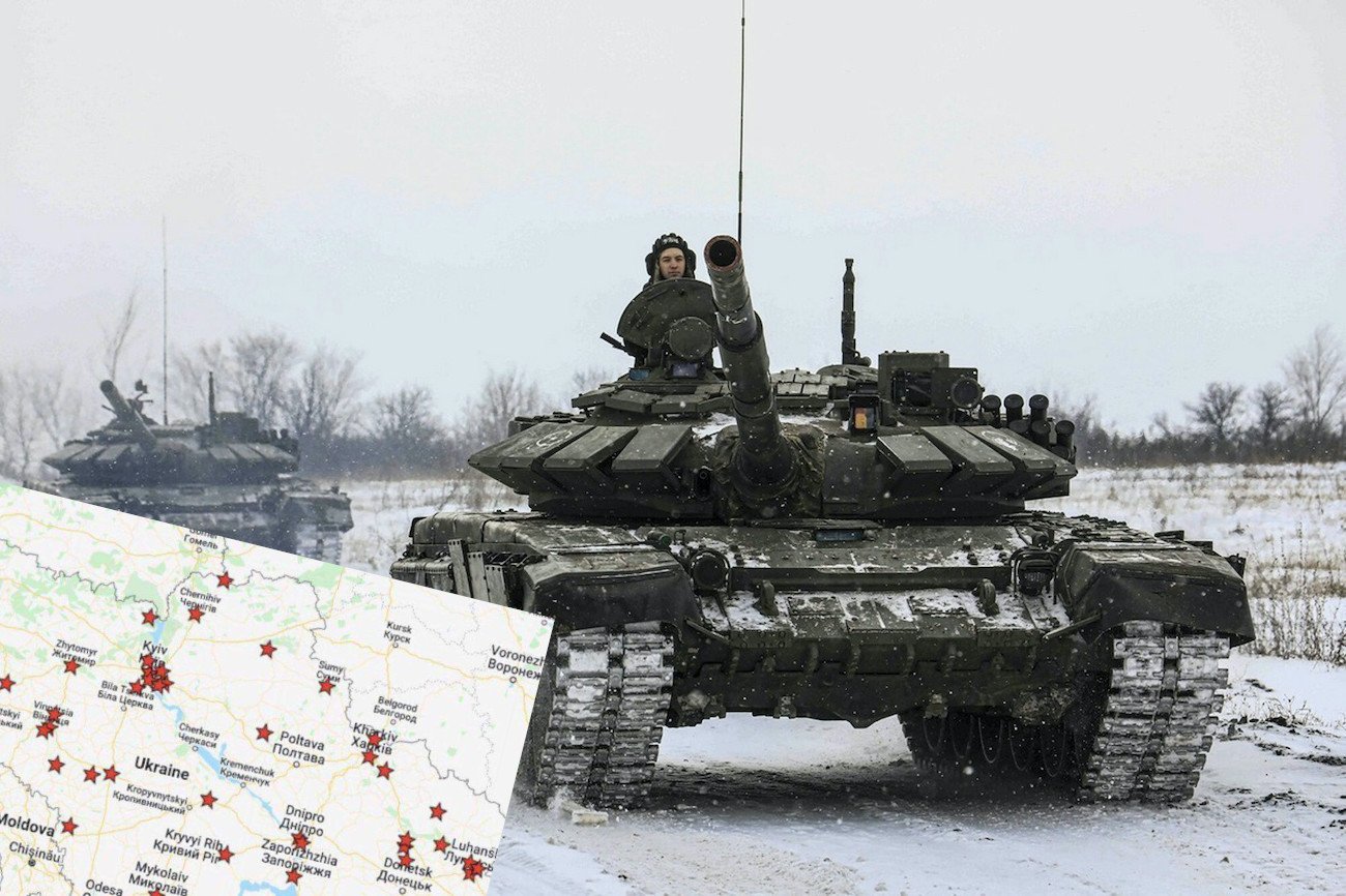 Na mapach widać, gdzie zaatakowała Rosja.