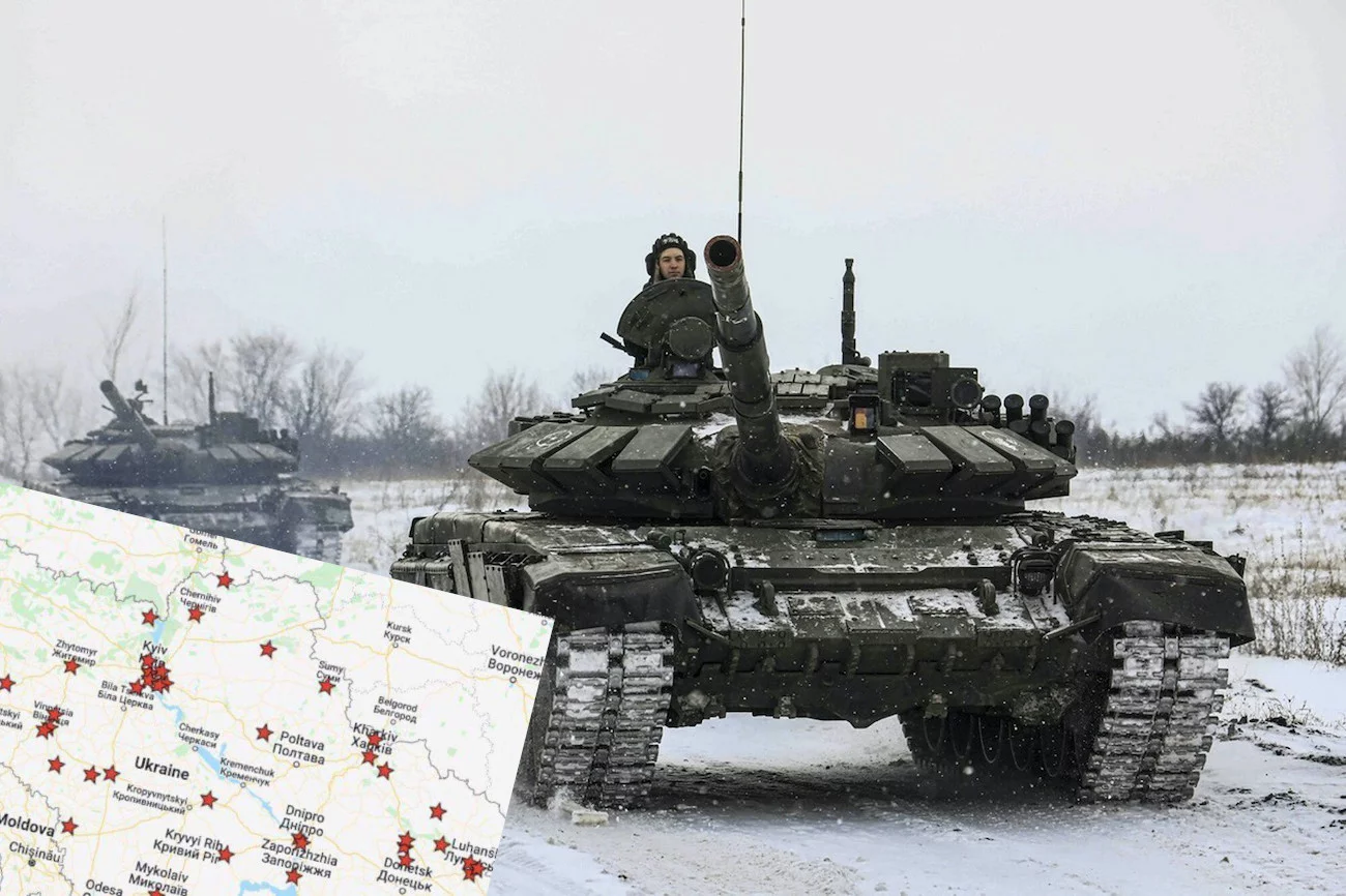 Na mapach widać, gdzie zaatakowała Rosja.