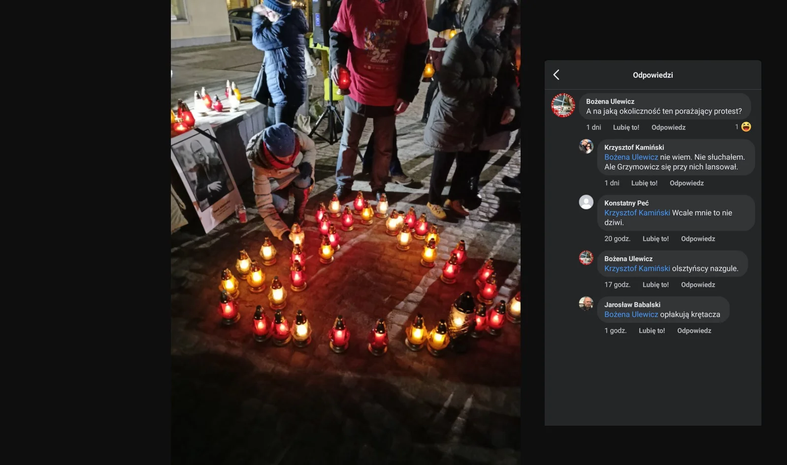 Pod postem Kamińskiego pojawiły się wpisy Babalskiego i Ulewicz, o których wspomina lokalny serwis.