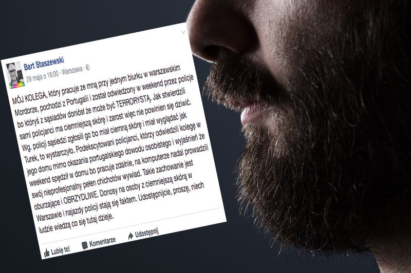 Wystarczyła broda i ciemniejsza karnacja, aby Portugalczyk zobaczył w drzwiach swojego mieszkania policję