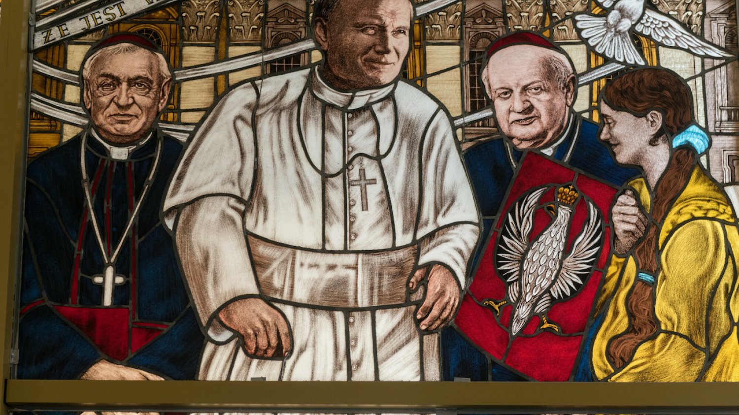 Witraż w kaplicy w Toruniu.