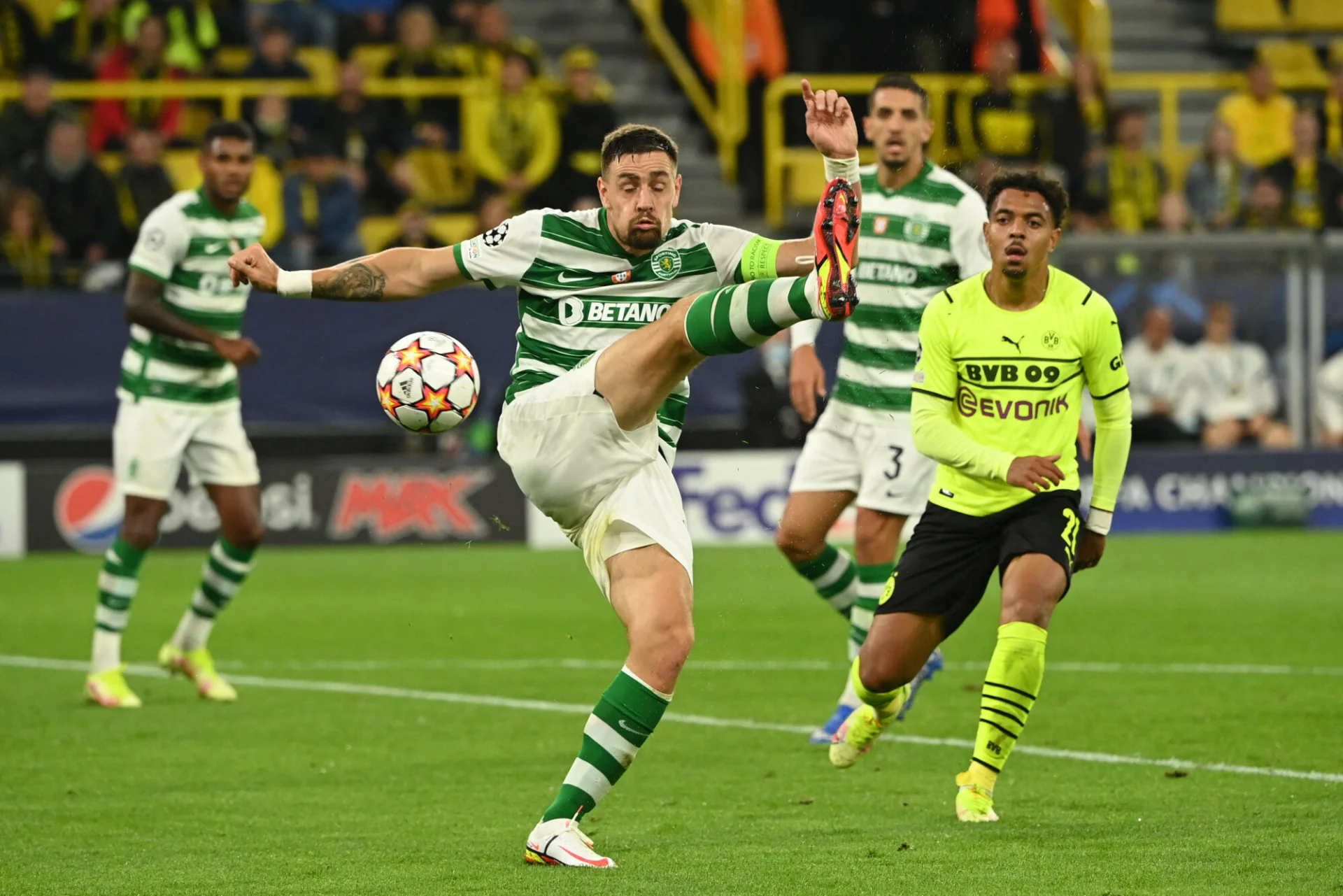 Donyell Malen strzelił decydującą bramkę dla Borussii Dortmund w meczu Ligi Mistrzów ze Sportingiem Lizbona