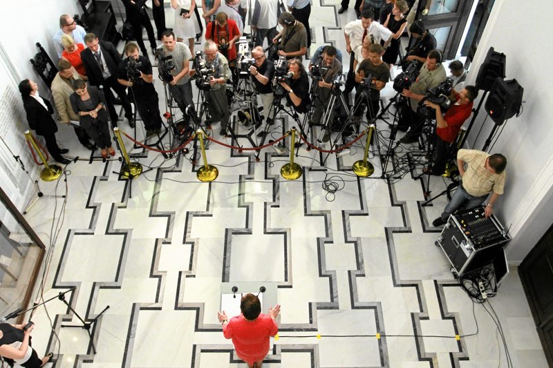 Dziennikarze podczas pracy w Sejmie.